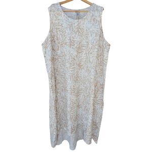 CATHERINES Maxi Dress Linen Blend Sleeveless Size 4X Plus Tank Lagenlook Cottage